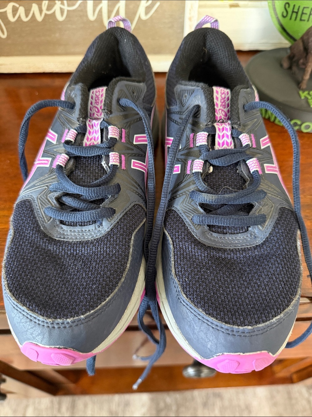 Asics Kids Navy and Pink Athletic Sneakers